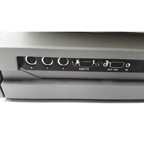 Back side of gray ge mac 5500 hd color resting ecg analysis system featuring multiple ports for resting ecg use
