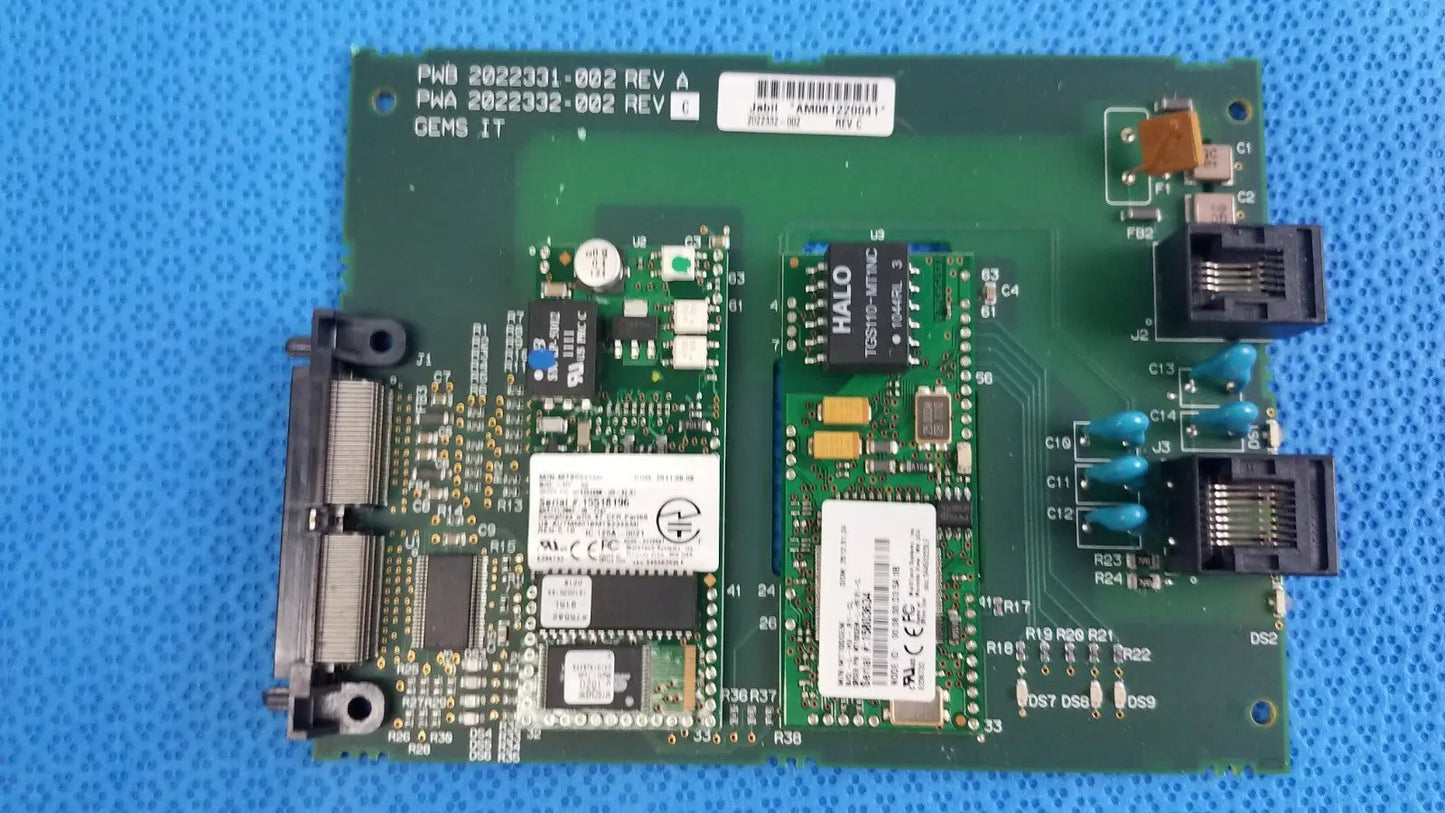 Reuse Medical GE MAC 5500 LAN / Internal Modem Communication PCB Board Assembly Printed Circuit Boards (PCBs), second-hand product photo 1