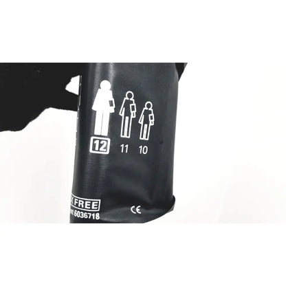 Black rubber blood pressure cuff with size pictograms for ge medical mini-torr plus patient monitor ref 3444