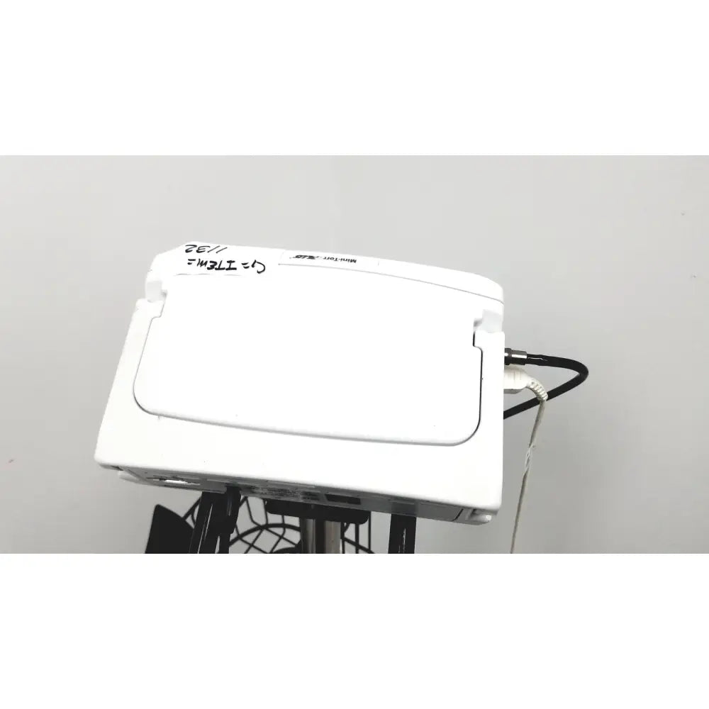 White plastic medical device with hinged lid and cables for ge medical mini-torr plus patient monitor ref 3444