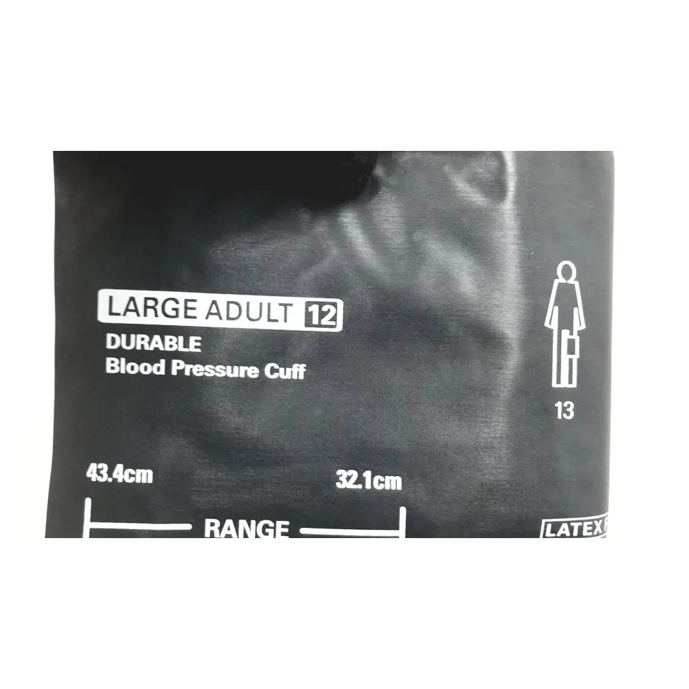 Black durable latex blood pressure cuff size 12 for large adults included with ge medical mini torr plus patient monitor ref 3444