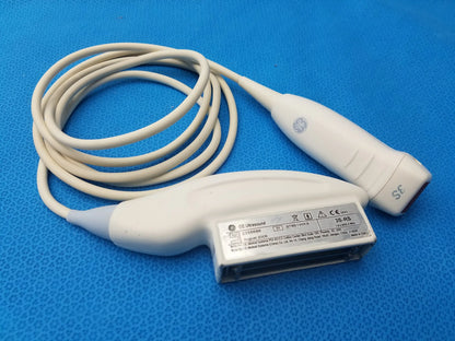 White GE medical systems 3S-RS ultrasound transducer probe with coiled cable and silver label for ultrasound imaging