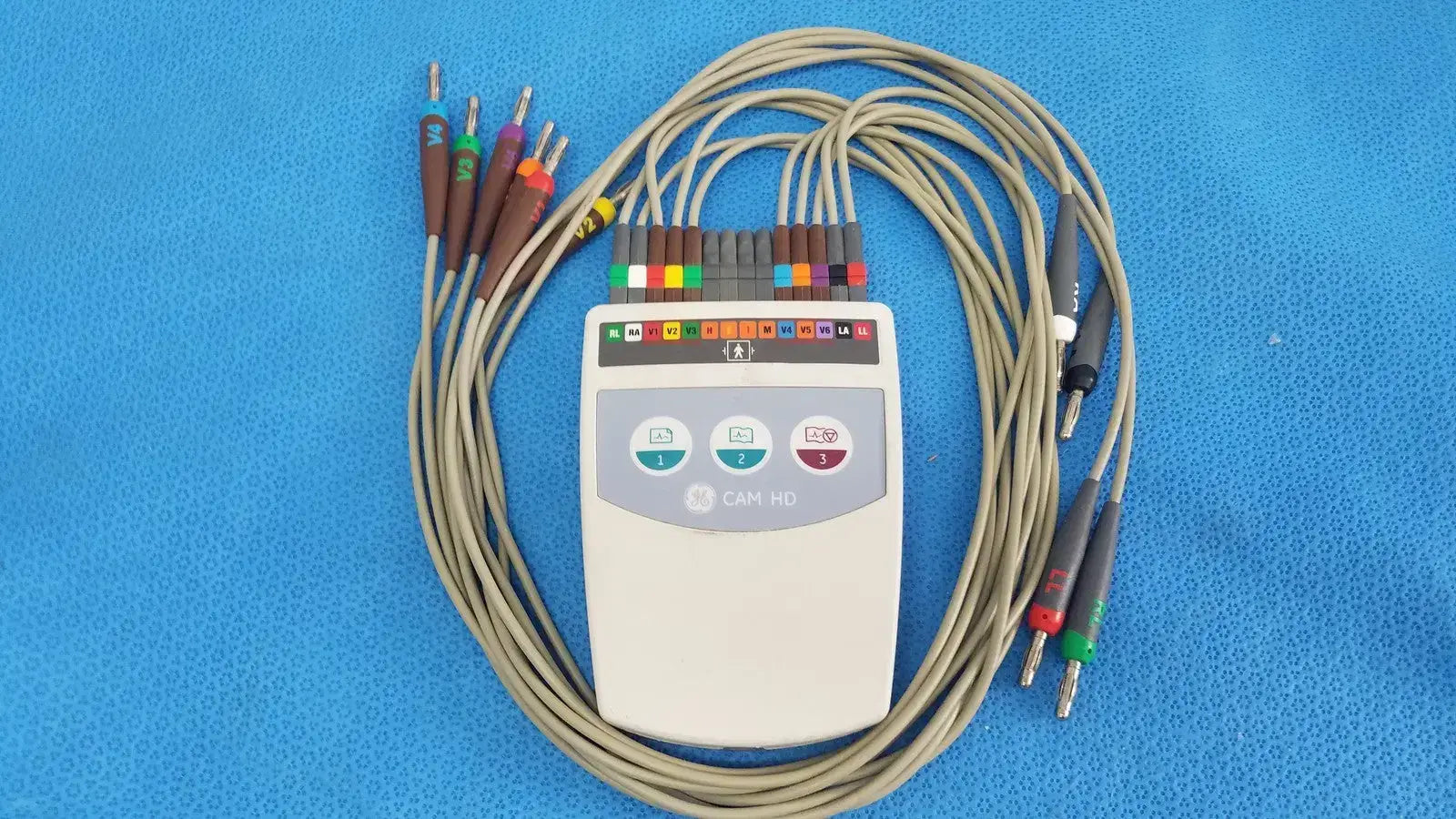 GE Medical Systems 900995-003 CAM HD ECG EKG Acquisition Module w/ Leads ECG/EKG Acquisition Module, second-hand product photo 1