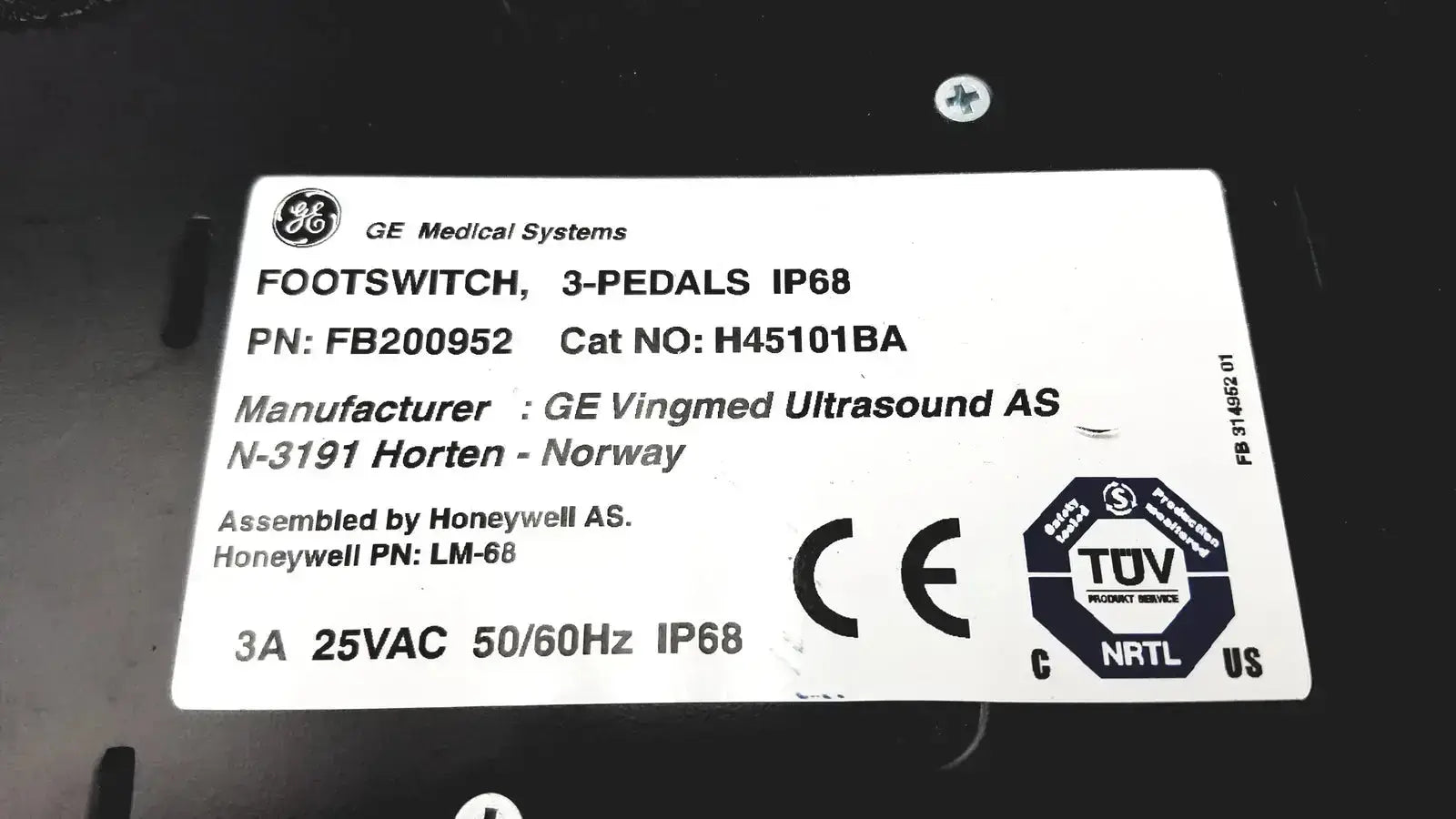 GE Medical Systems Footswitch 3-Padels IP68, PN FB200952 Footswitch, second-hand product photo 6