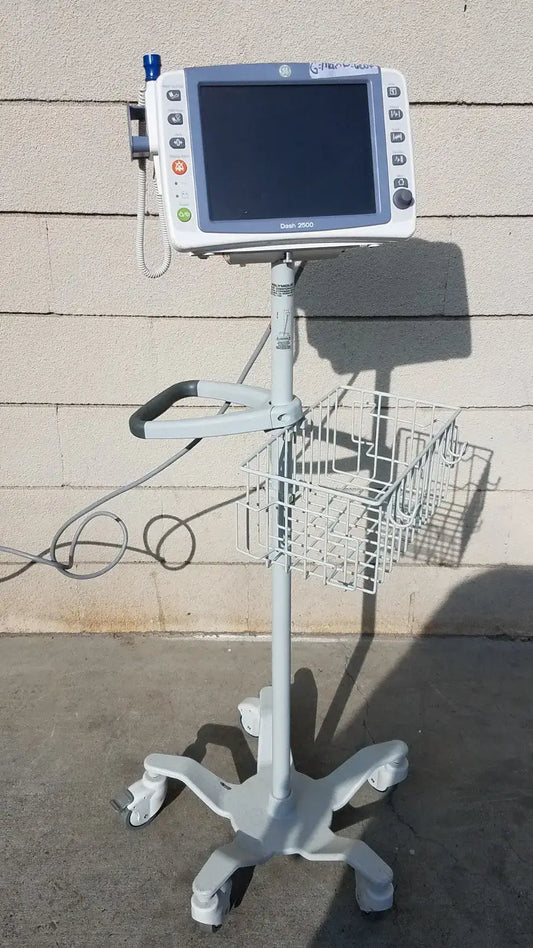 Reuse Medical GE Patient Monitor Dash 2500 With Rolling Stand Patient Monitors, second-hand product photo 1