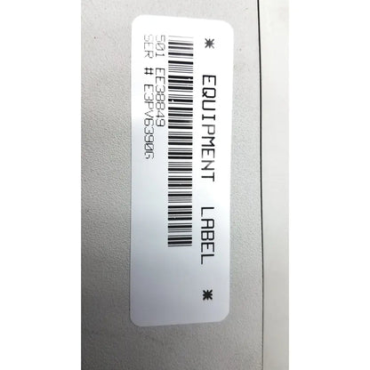 White rectangular equipment label with black text and barcode for ge prn 50-m medical equipment accessory thermal printer