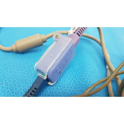 Purple plastic GE spo2 interface cable with clear cover and multiple ports for Nellcor OxiMax 3M 10FT patient monitor