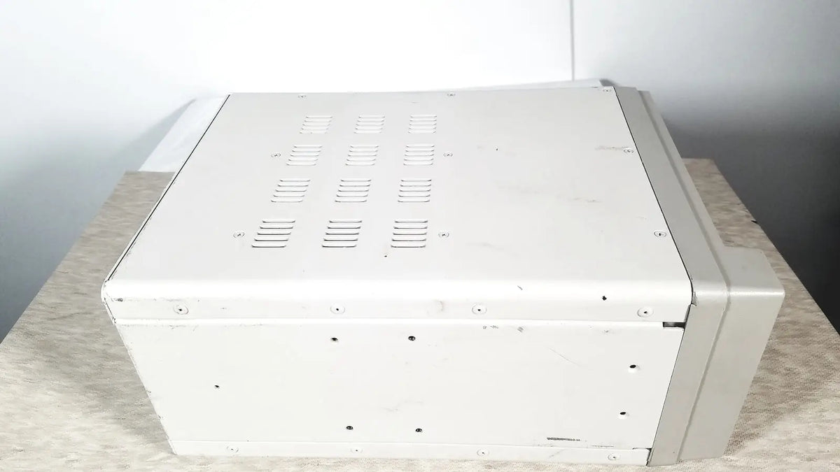 White metal tram-rac 4a module rack with top ventilation slots designed for reuse medical module rack applications