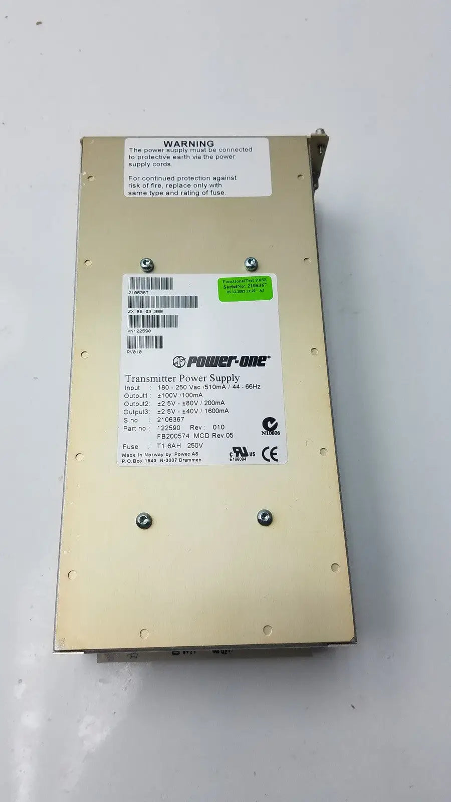 GE Vivid 7 Transimitter Power Supply P/N: 122590 REV: 010, FB200574 Ultrasound Power Supply, second-hand product photo 1