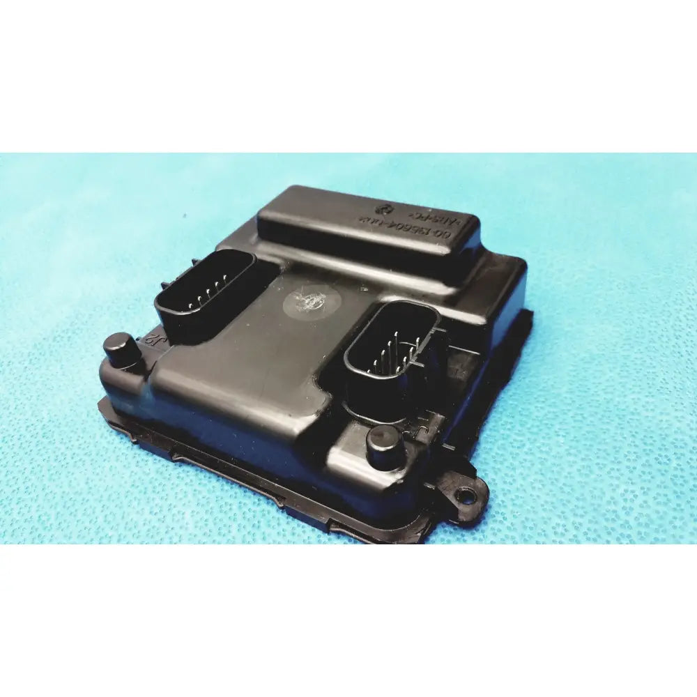 Black plastic engine control unit with two rectangular connector ports and stamped label for gem driver display reuse medical