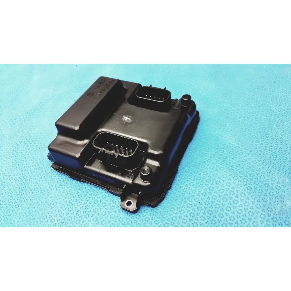 Black plastic engine control unit with two rectangular connectors and mounting holes for gem driver display reuse medical use