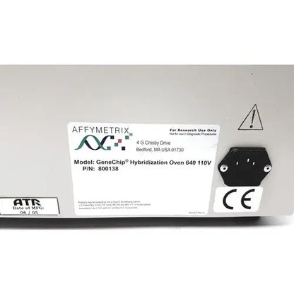 Affymetrix genechip hybridization oven 640 in white with black power plug and ce marking for precise genechip hybridization