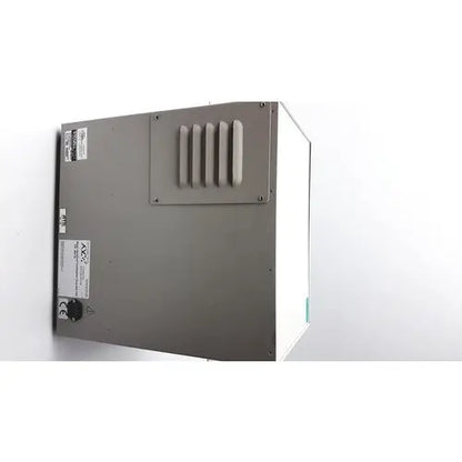 Gray metal genechip hybridization oven 640 with vertical slotted vents and labeled control panels for reuse medical settings