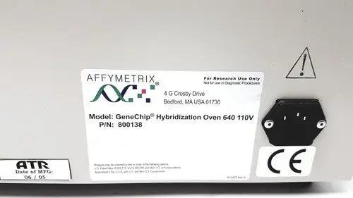 Affymetrix genechip hybridization oven 640 in white with black power plug and ce marking for precise genechip hybridization
