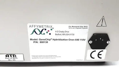 Affymetrix genechip hybridization oven 640 in white with black power plug and ce marking for precise genechip hybridization