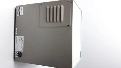 Gray metal genechip hybridization oven 640 with vertical slotted vents and labeled control panels for reuse medical settings