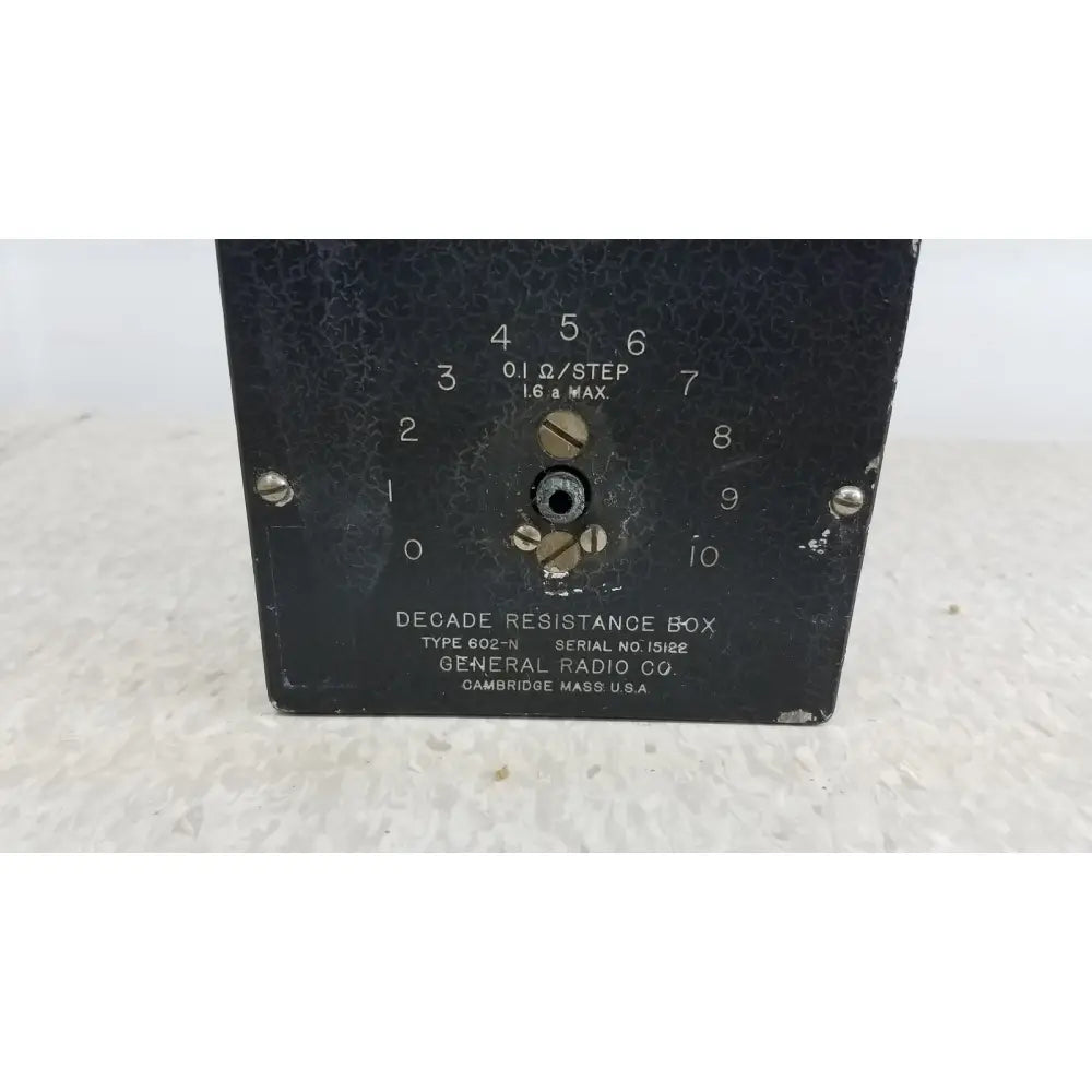 Black general radio 602-n decade resistance box featuring durable metal construction for precise resistance measurement