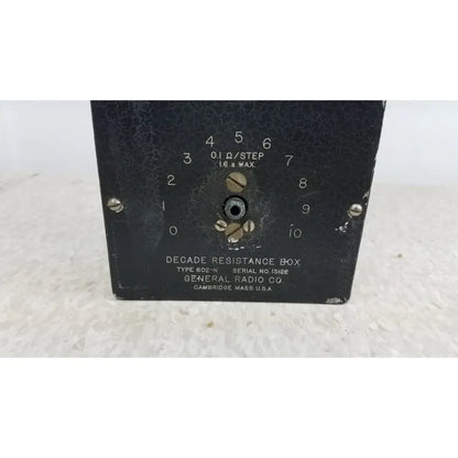 Black general radio 602-n decade resistance box featuring durable metal construction for precise resistance measurement