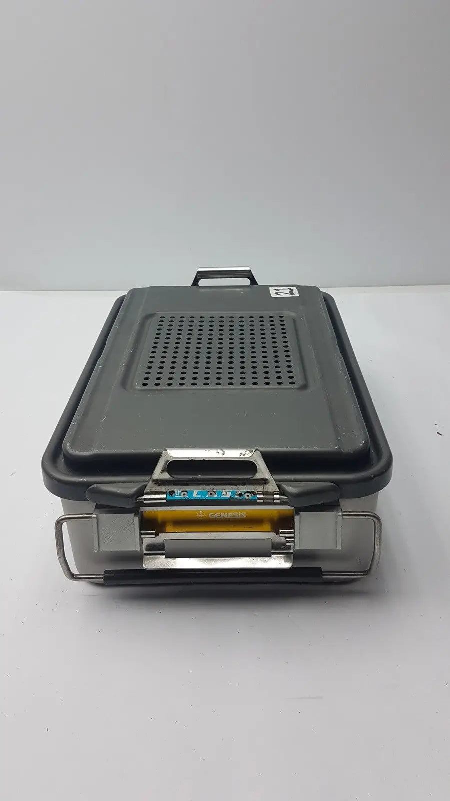 Reuse Medical Genesis Solid Brass Sterilization Container With Lid Sterilization Trays & Cases, second-hand product photo 1