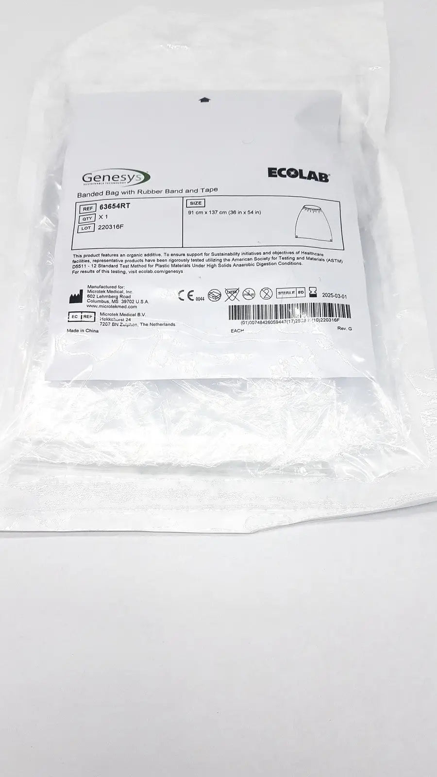 Reuse Medical Genesys 63654RT Banded Bag With Rubber Band and Tape Other Healthcare, Lab & Dental, second-hand product photo 1