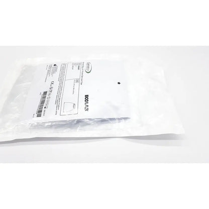 White plastic sterile medical device packaging labeled ecolab ceresy genesys 63654rt banded bag with rubber band and tape