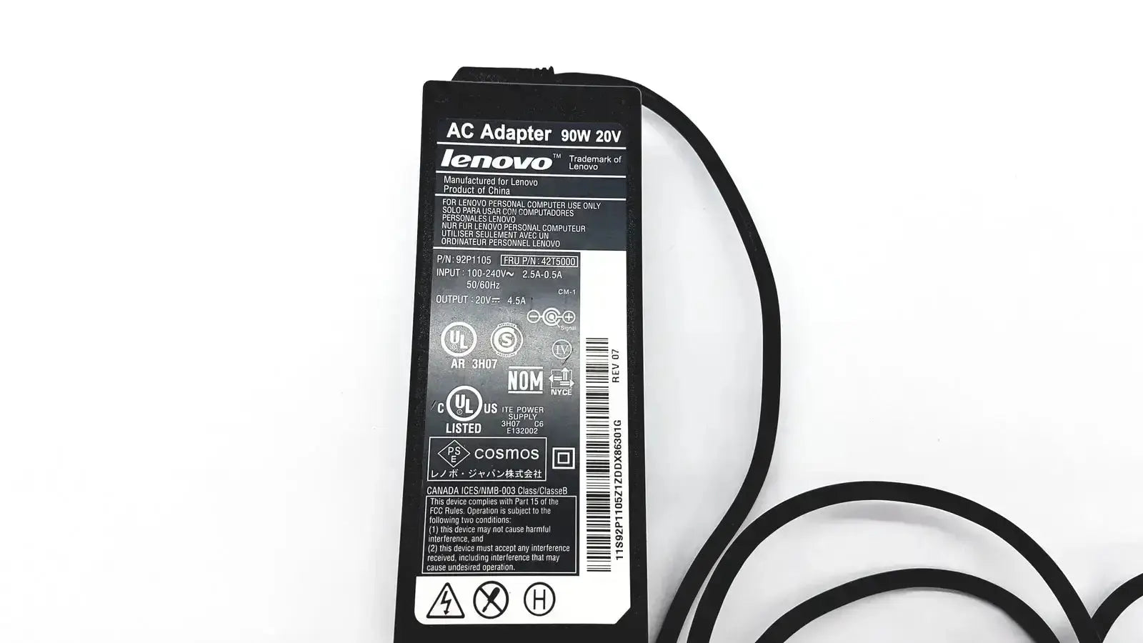 Lenovo Genuine 90W Lenovo AC Adapter Power Supply 20V 4.5A Round Tip 42T5000 AC Adapter, second-hand product photo 8