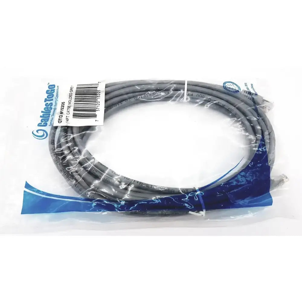 Cabletogo Genuine Cables ToGo Network Cables 14' CAT5E Molded Grey RJ-45 M CTG #15205 Network Cable, second-hand product photo 8