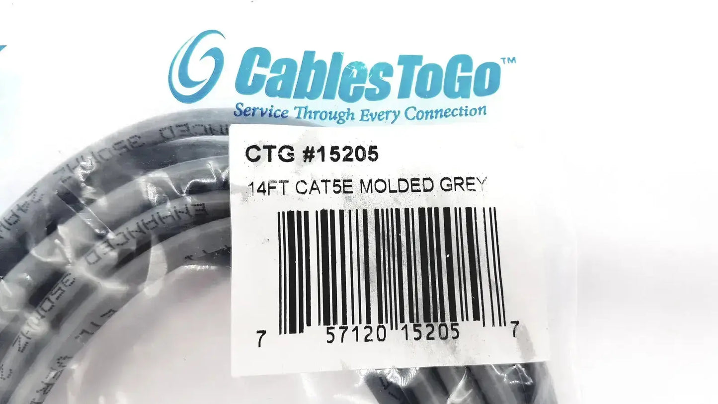 Cabletogo Genuine Cables ToGo Network Cables 14' CAT5E Molded Grey RJ-45 M CTG #15205 Network Cable, second-hand product photo 7