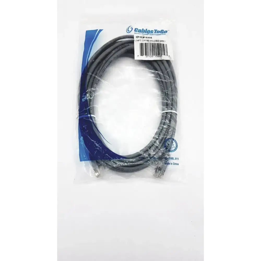 Cabletogo Genuine Cables ToGo Network Cables 14' CAT5E Molded Grey RJ-45 M CTG #15205 Network Cable, second-hand product photo 1