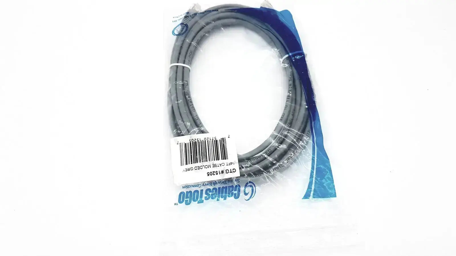 Cabletogo Genuine Cables ToGo Network Cables 14' CAT5E Molded Grey RJ-45 M CTG #15205 Network Cable, second-hand product photo 9