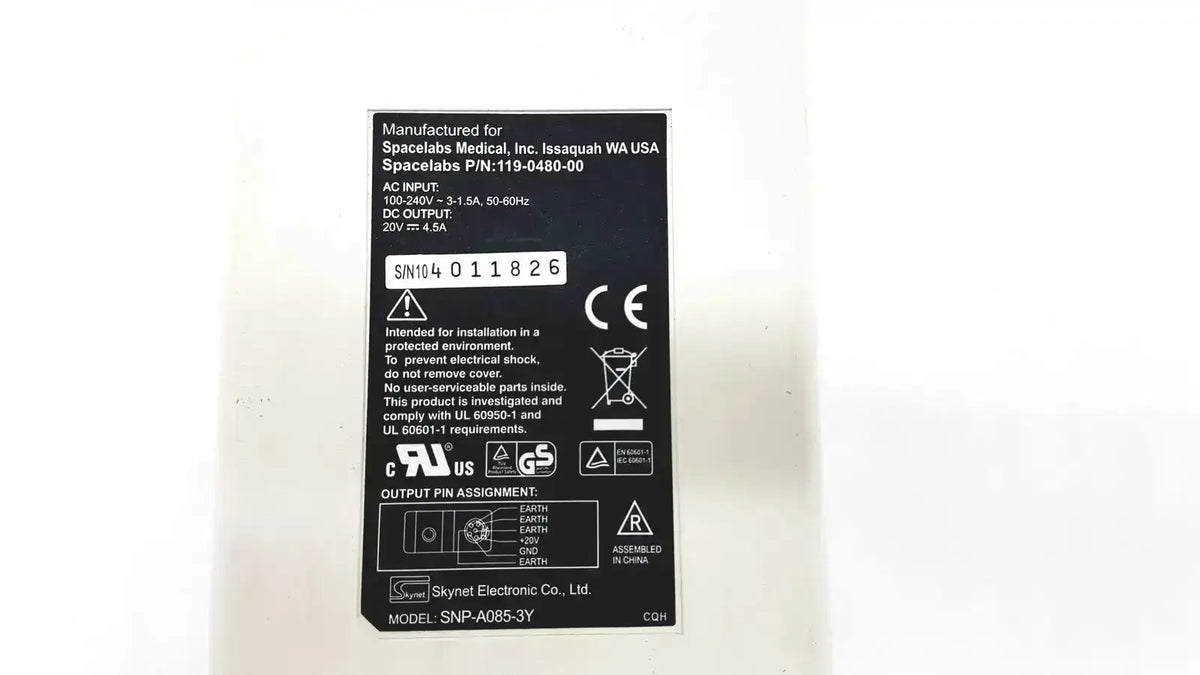 Skynet Electronics Genuine Spacelabs SNP-A085-3Y Adapter 20V 4.5A 90W AC Adapter, second-hand product photo 7