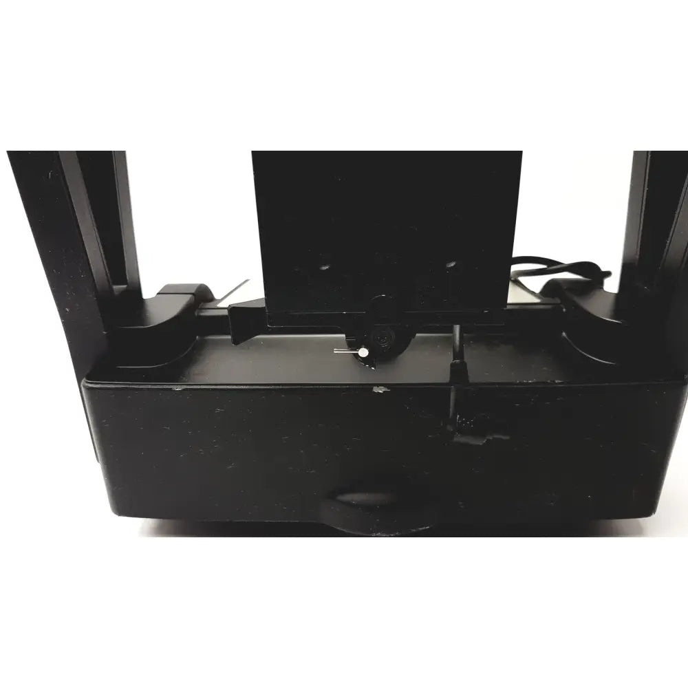 Black plastic 3d printer bed with small white pin for gigapan epic pro robotic motorized panohead camera mount