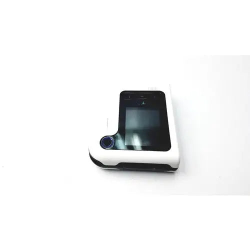White and black pillcam recorder with rectangular screen and circular lens in sleek plastic casing for reuse medical use