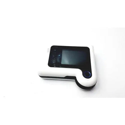 White and black handheld fgs-0347 pillcam recorder with small screen, buttons, and circular blue side button for reuse medical use