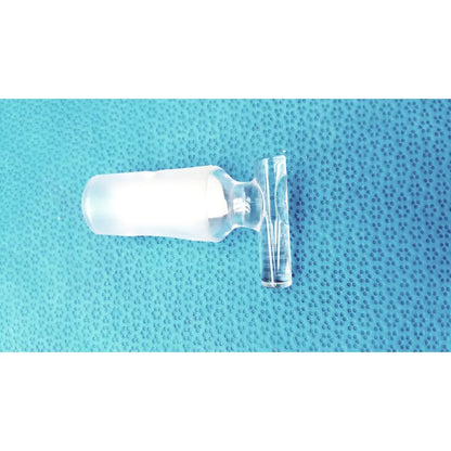 Clear glass borosilicate laboratory valve with frosted white cap and 10mm bore hollow stopcock transparent neck