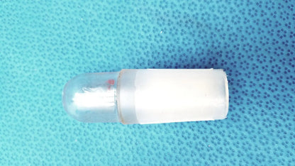 Clear plastic led light bulb with translucent dome and white base compatible with glass flask stoppers ground glass lab use