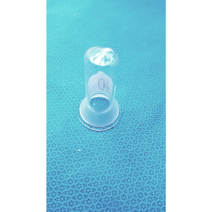Transparent plastic suction cup with circular base and cylindrical body for glass lower vessel 40ml lab glassware