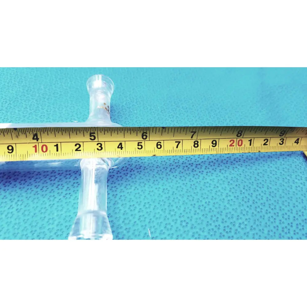 Clear glass tenbroeck tissue grinder pestle with central connector and two branches, 20 cm length for lab homogenizing