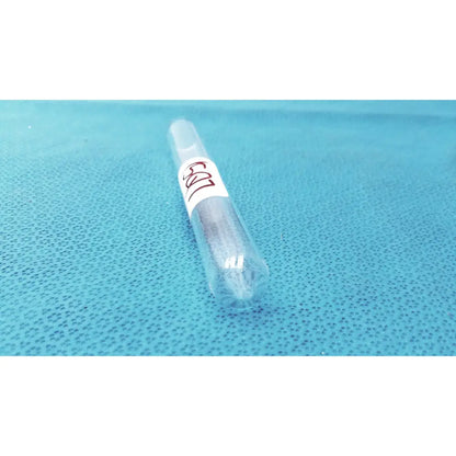 Clear glass borosilicate test tube 25x150mm with white label and red markings for laboratory use