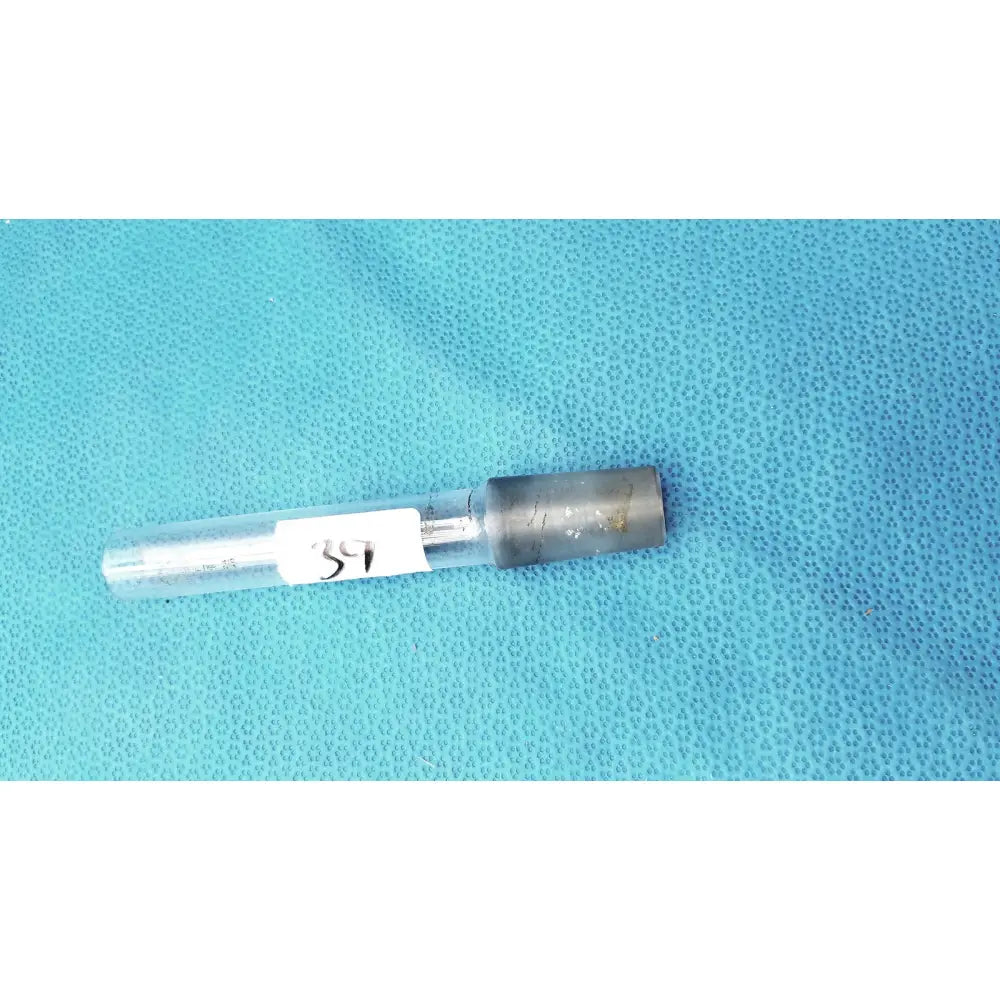 Clear glass thermometer adapter with dark gray cap and white label 39 for 24/40 inner joint laboratory use