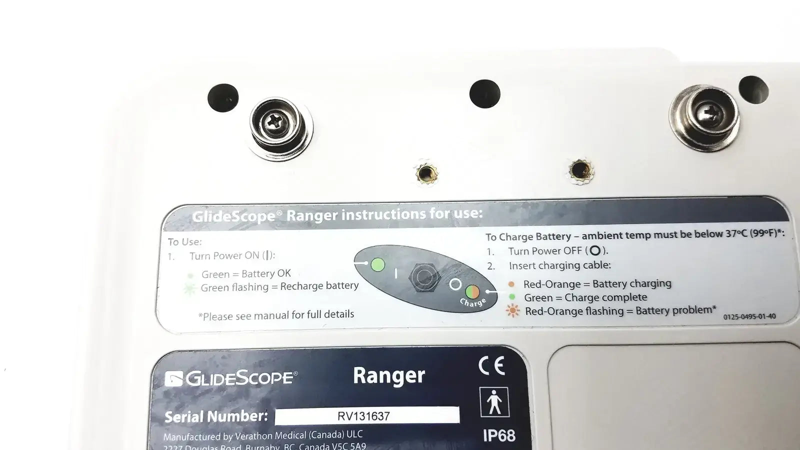 GlideScope Ranger Video Laryngoscope Serial No. RV131637 - Untested Video Laryngoscope, as-is (for parts) product photo 11