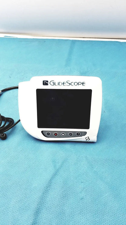 White glidescope video monitor an162878 with black screen and circular control buttons for medical video laryngoscopy