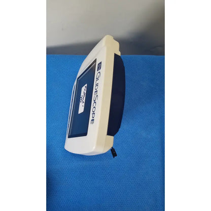 White and black glidescope video monitor with rectangular screen and ergonomic design for reuse medical applications