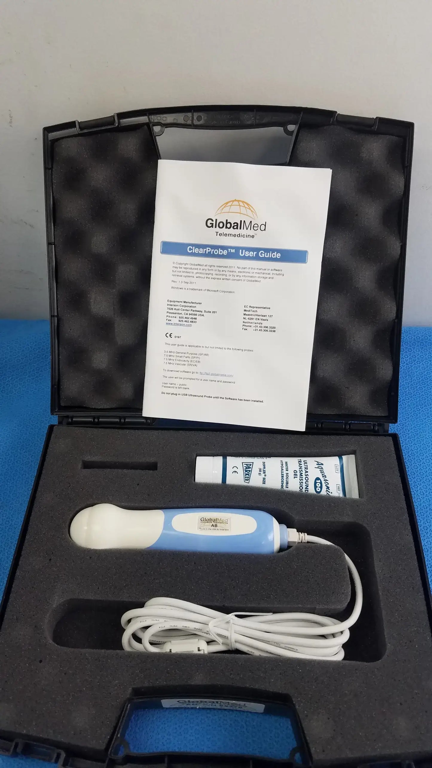 GlobalMed ClearProbe Ultrasound Probe USB With Case USB Ultrasound Probe, second-hand product photo 1