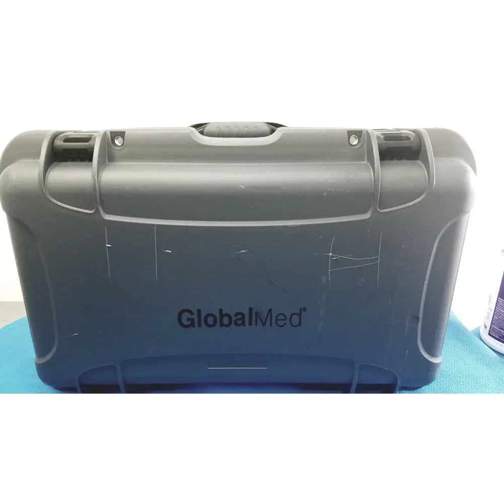 Gray plastic globalmed telemedicine kit riester case with sturdy handle and reinforced corners for medical instruments