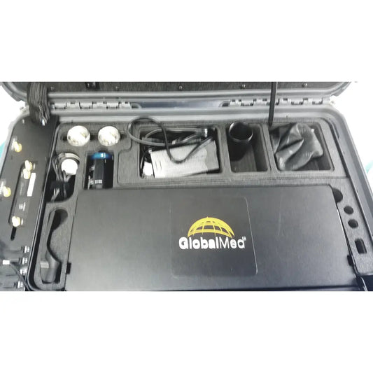 Black globalmed telemedicine kit riester case containing ri-scope l otoscope ophthalmoscope and schick tools
