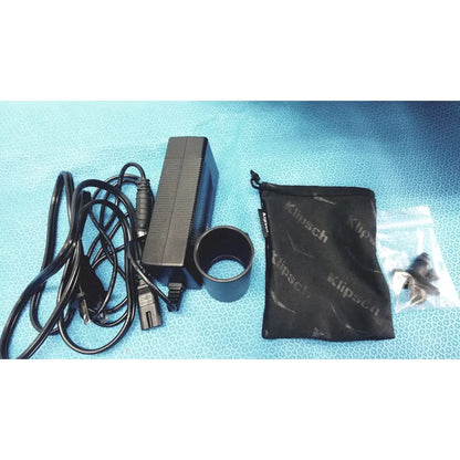 Black kipp and zon power adapter with coiled cable and accessories for globalmed telemedicine kit riester use