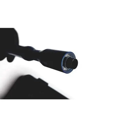 Black cylindrical usb-c connector with metallic ring accent on the globalmedia totalexam handheld medical examination device