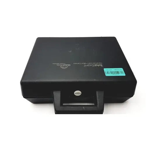 Black plastic globalmedia totalexam handheld medical examination case with handle and lock for secure transport