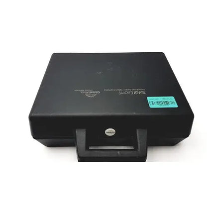 Black plastic globalmedia totalexam handheld medical examination case with handle and lock for secure transport